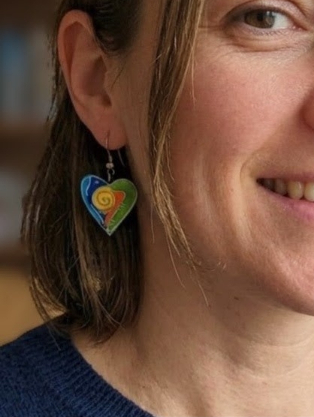 Unique Hand-Painted Colorful Heart Earrings – Boho Chic